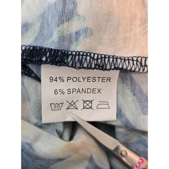 Huskary Hawiian Floral Pockets Side Slit Confortable Vacation Women's Dress L - Picture 5 of 5